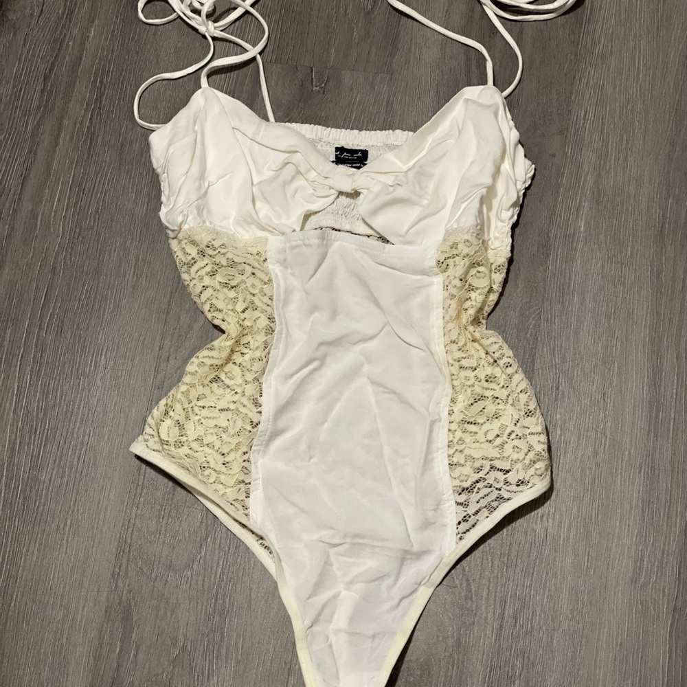 NWOT Elegant Lace Bodysuit in White and Cream